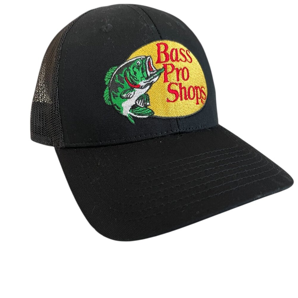 Bass Pro Shops Black Trucker Hat Texas Flag Fishing Mesh Snapback Cap - Picture 3 of 5